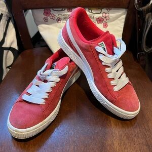 Puma Red and White Sneakers Size 6